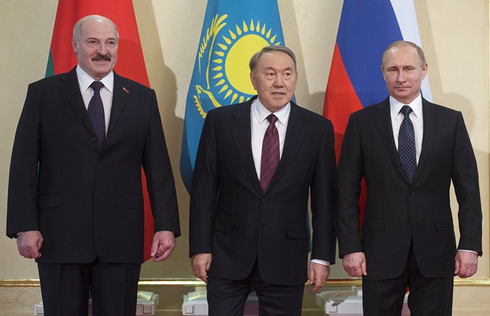 Лукашенко, Путин и Назарбаев 